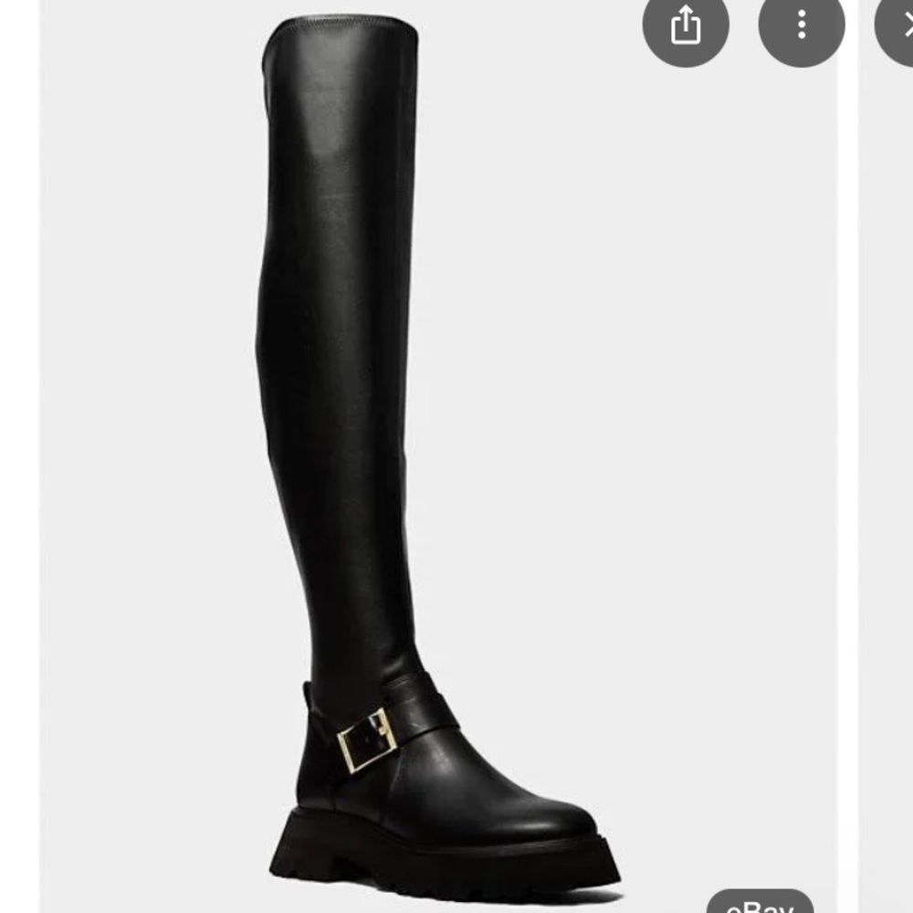 NWOT MICHAEL KORS EASTON 100% LEATHER OVER THE KNEE LUG BOOT MSRP 345
